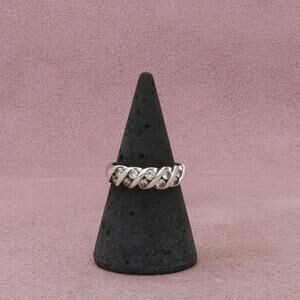 sterling silver round-cut cz band ring size 7